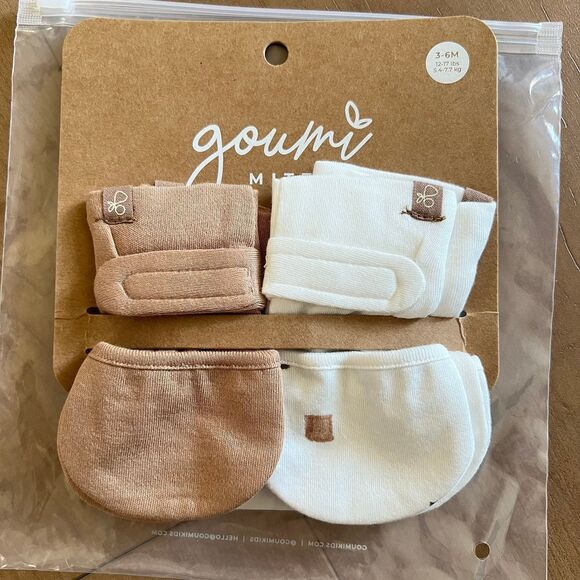 NWT Goumi Kids Baby Mitts Set City Blocks & Sandstone SZ 3-6 mo Bamboo Organic - Picture 1 of 2